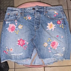 Vintage Hi-Rise Floral Jean Skirt